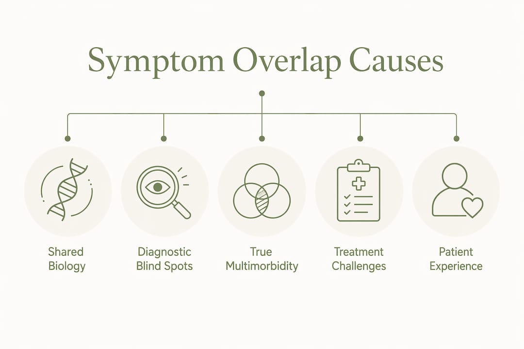 Infographic illustrating causes of symptom overlap