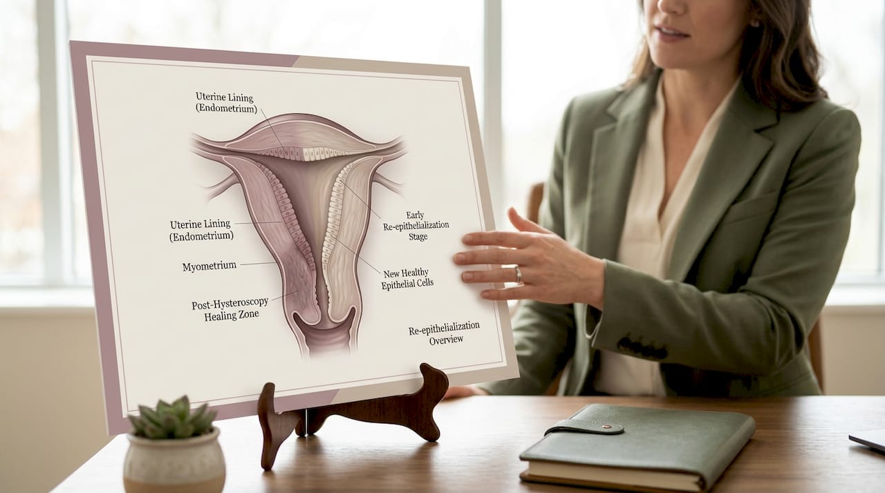 Detailed uterine healing process illustration