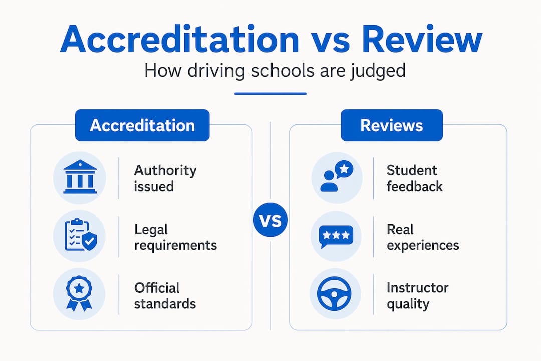 Infographic comparing accreditation and reviews