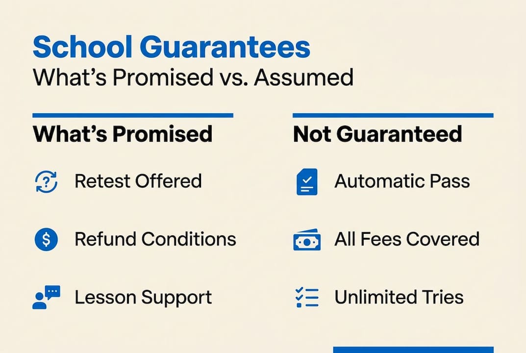 Infographic comparing driving school guarantee facts