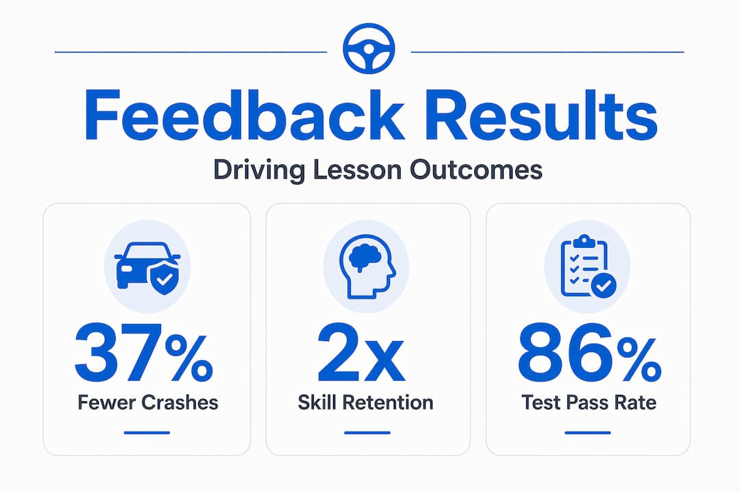 Infographic showing feedback impact statistics in driving