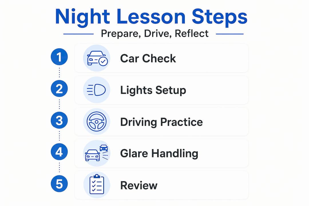 Vertical infographic of night lesson process