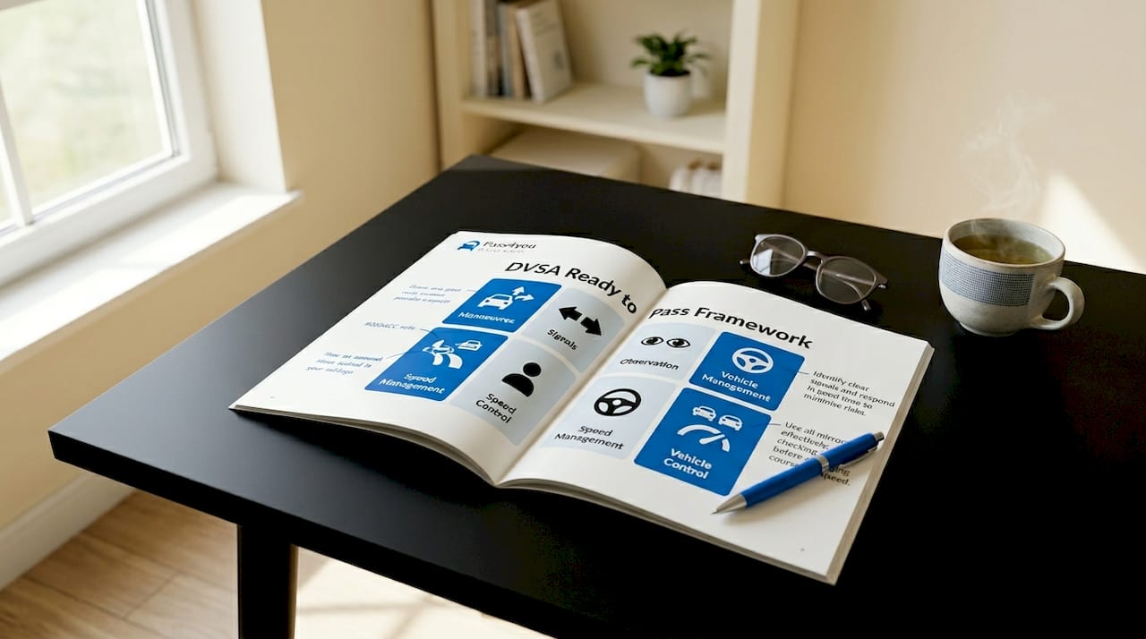 Close-up of DVSA driving skills framework handbook page