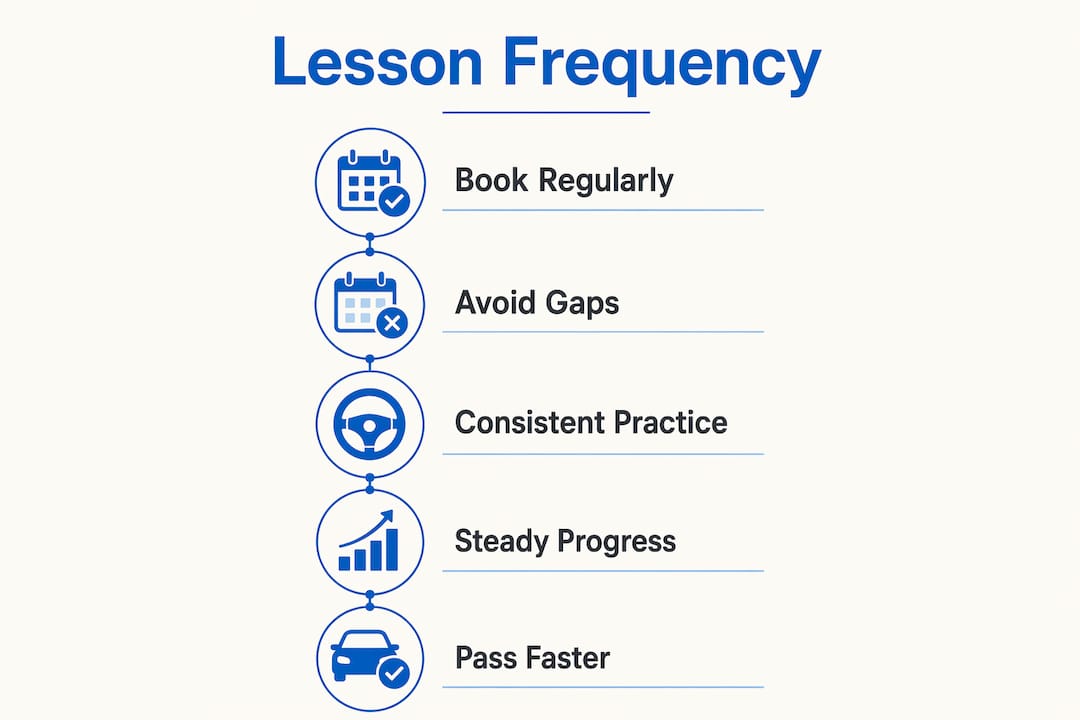 Infographic illustrating consistent lesson frequency benefits