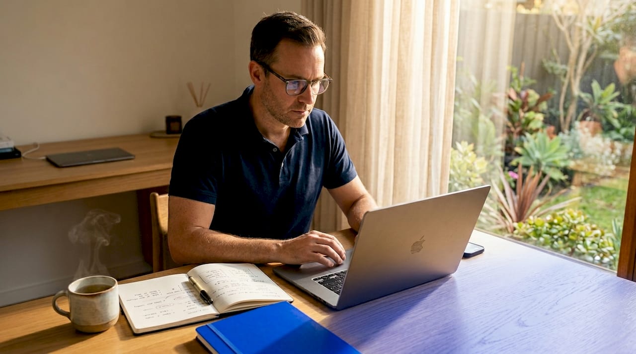 Man checking his business in Google results