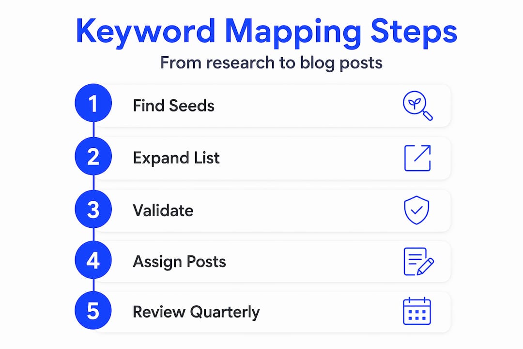 Infographic shows keyword mapping workflow