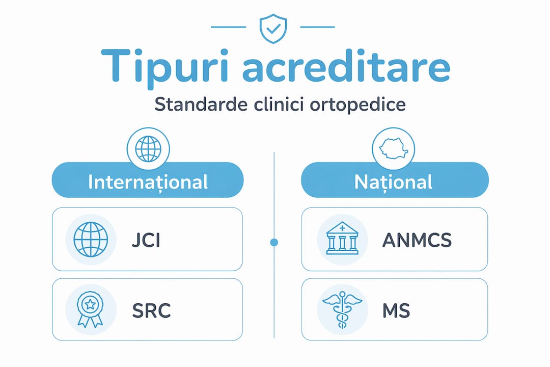Infografic: principalele tipuri de acreditare pentru clinicile de ortopedie