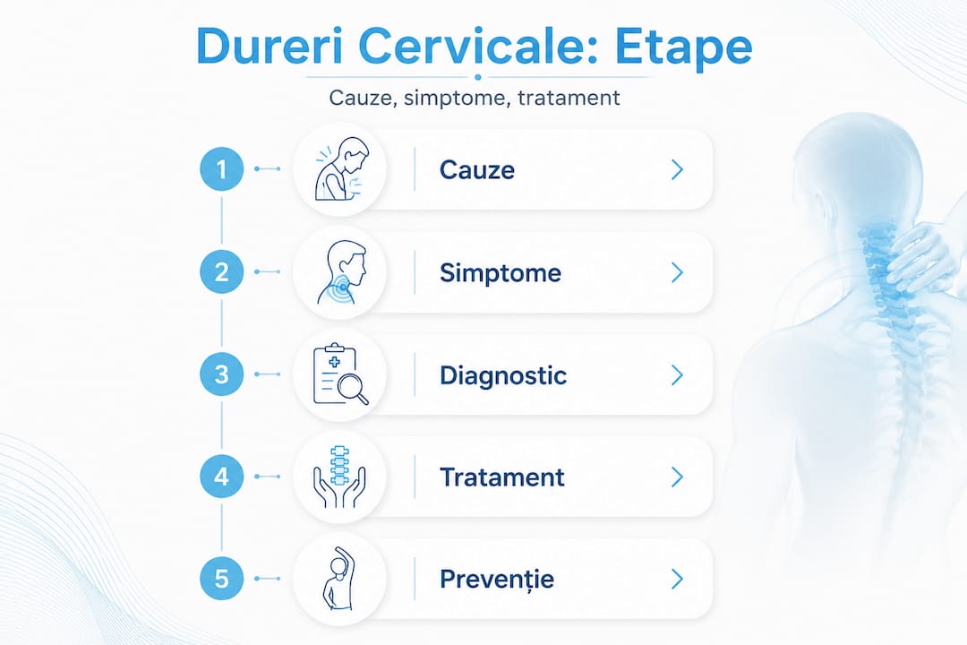 Infografic: tot ce trebuie să știi despre durerile cervicale – de la cauze și simptome, până la pașii de tratament