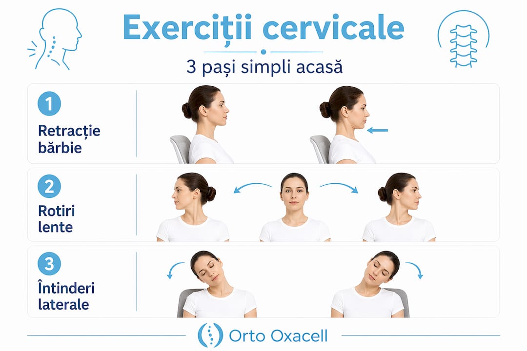 Infografic: Cum îți poți relaxa gâtul prin exerciții simple, fie la birou, fie acasă
