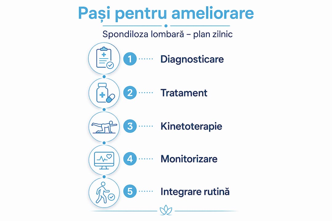 Infografic: pașii esențiali pentru a gestiona spondiloza lombară