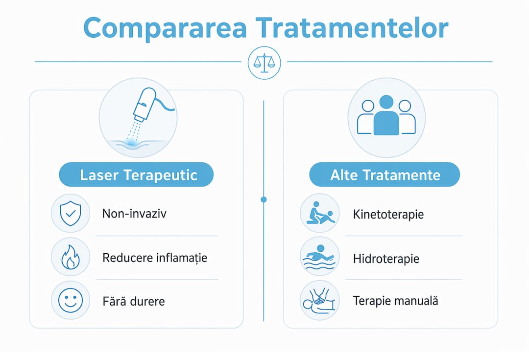 Infografic: diferențe și asemănări între terapia ortopedică cu laser și alte tipuri de tratament