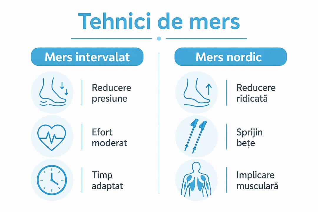 Infografic: diferențe și asemănări între mersul intervalat și mersul nordic
