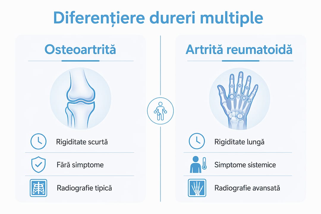 Infografic: diferențe esențiale între osteoartrită și artrita reumatoidă