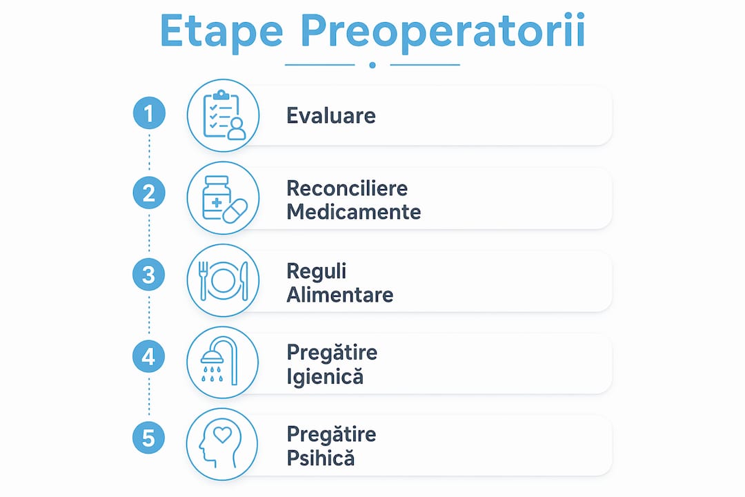 Infografic: pașii esențiali în pregătirea preoperatorie pentru intervențiile ortopedice