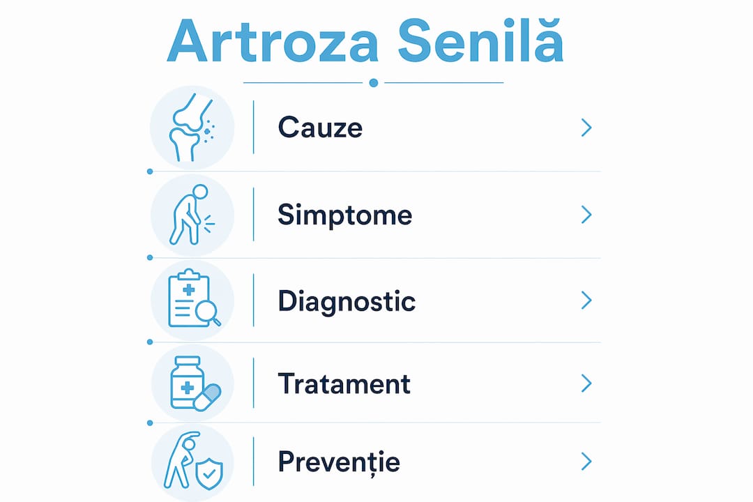 Infografic despre principalele etape ale artrozei la vârstnici