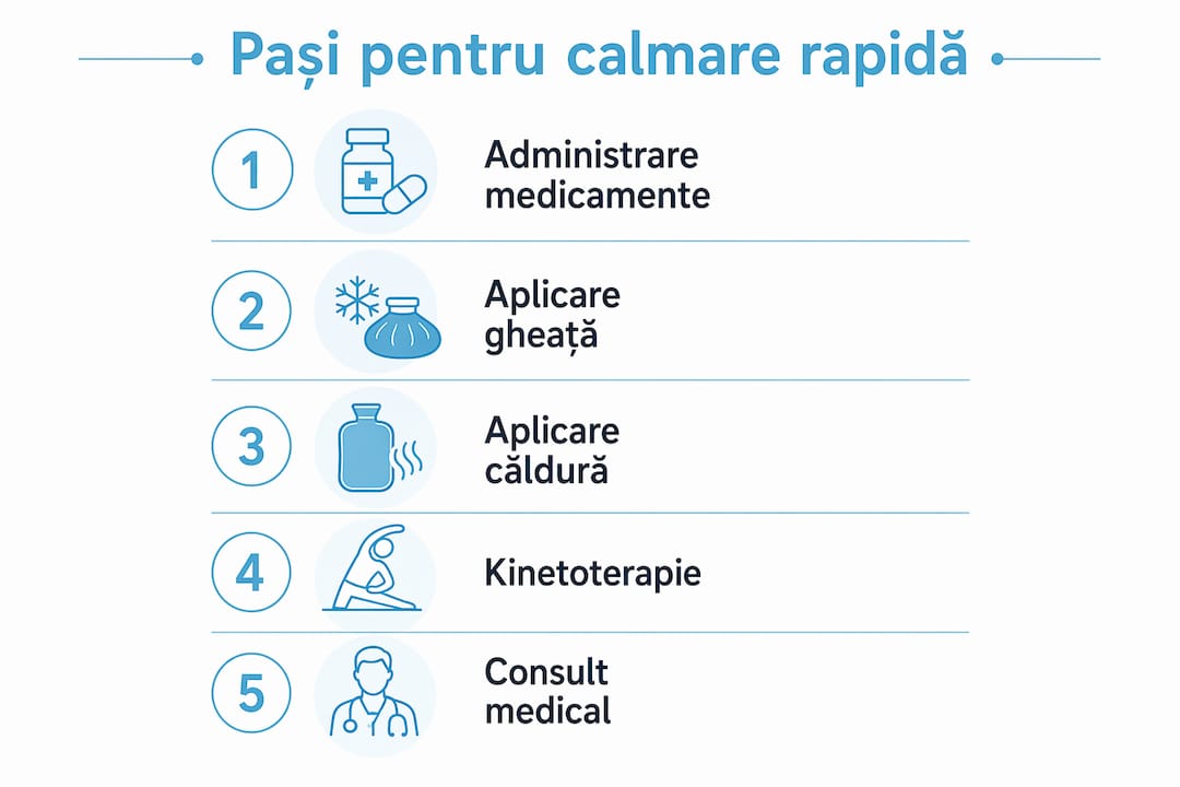 Infografic: Cum să gestionezi durerile acute de spate în zona lombară, pas cu pas