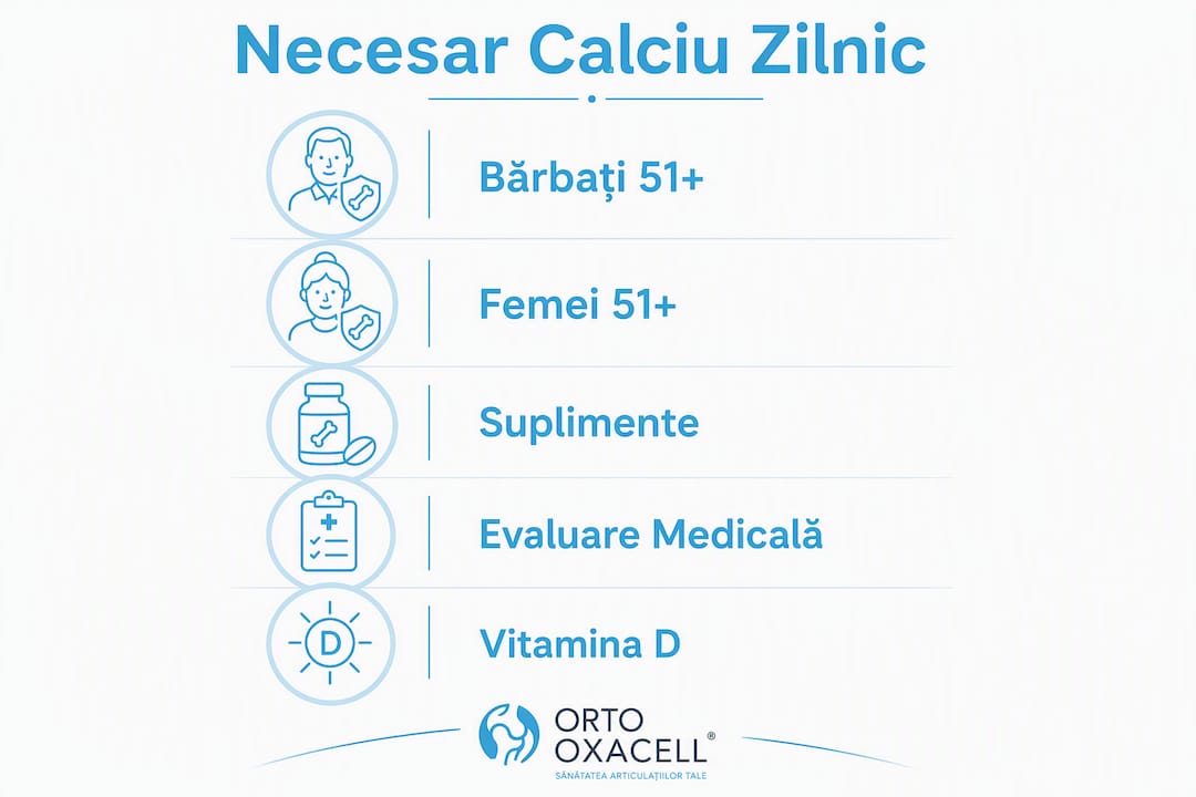 Infografic despre necesarul zilnic de calciu la persoanele în vârstă