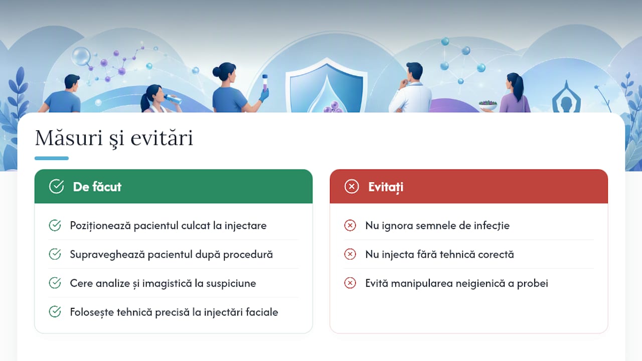 Riscuri rare dar serioase: infecţie, reacţii vasovagale şi complicaţii vasculare — overview diagram