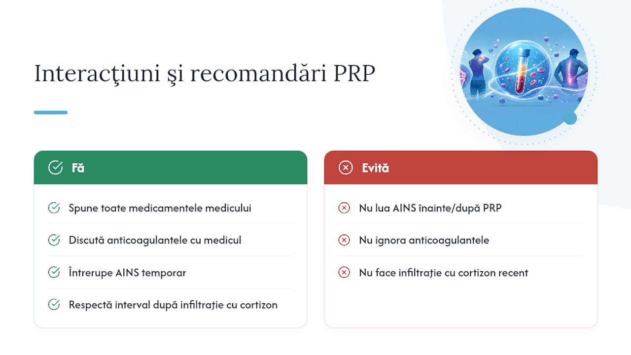 PRP şi interacţiuni cu alte tratamente sau medicamente — overview diagram