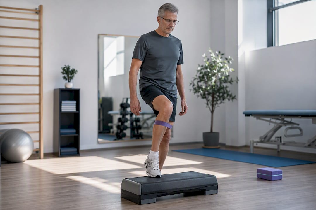 Pacient care face exerciții pentru recuperarea genunchiului
