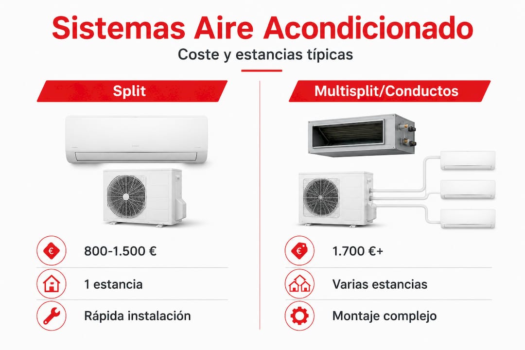 Comparativa visual de los diferentes tipos de aire acondicionado