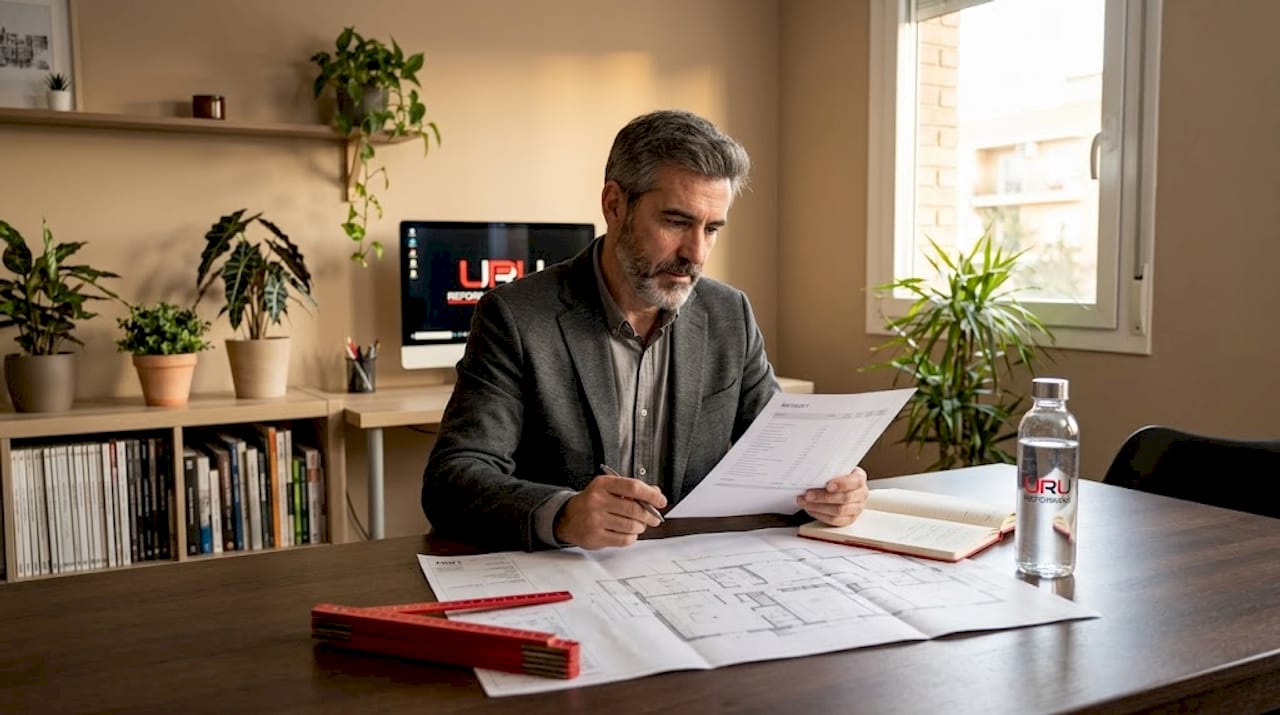 Arquitecto analizando el presupuesto para una reforma completa