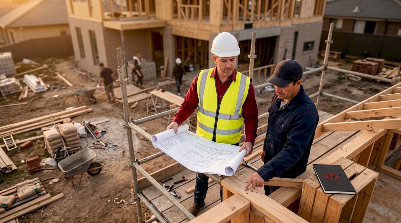 El responsable de la obra supervisa personalmente el avance de los trabajos en el lugar de construcción.