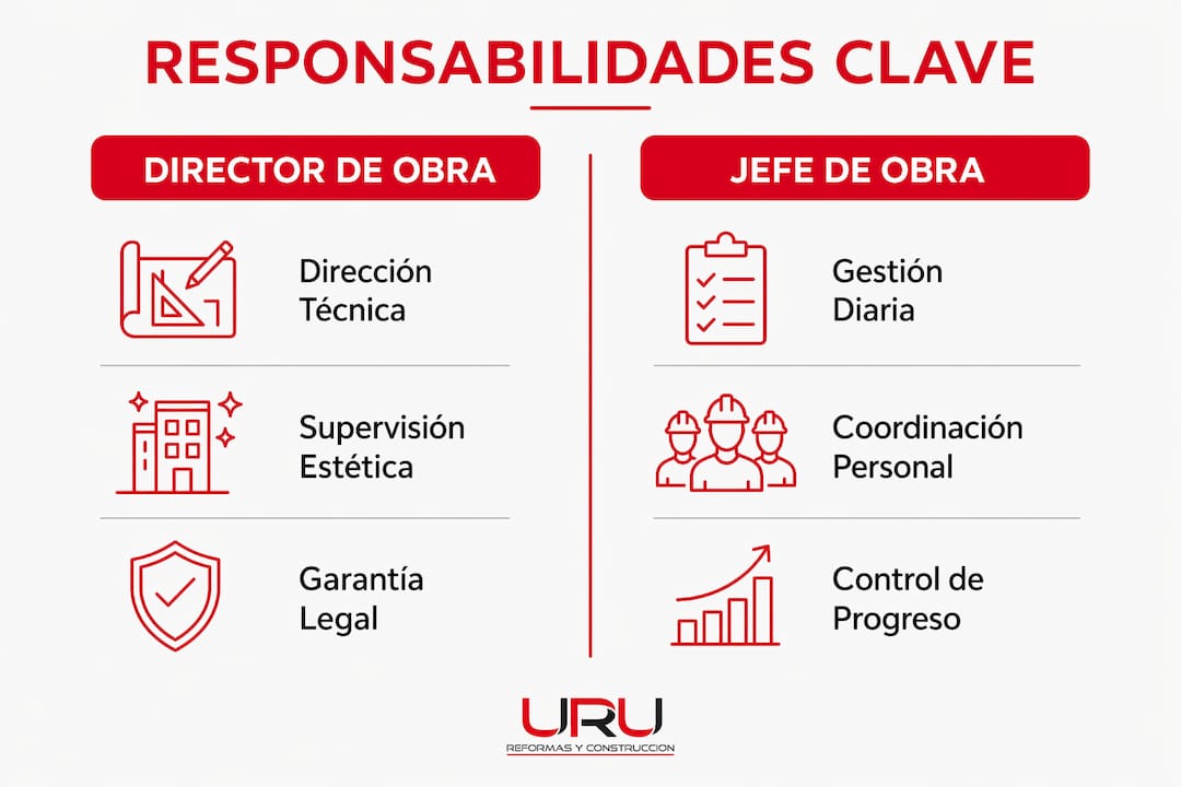 Infografía sobre las diferencias entre el director de obra y el jefe de obra