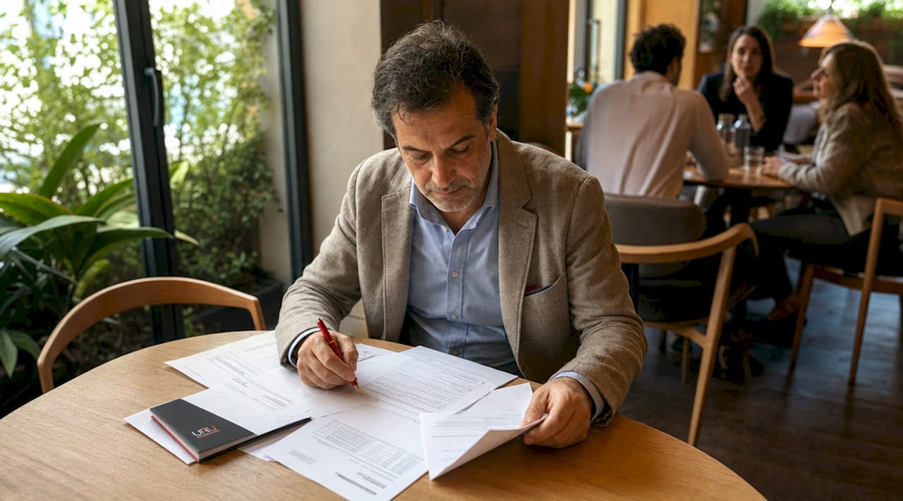 Un hombre analiza el presupuesto para la reforma de su oficina.