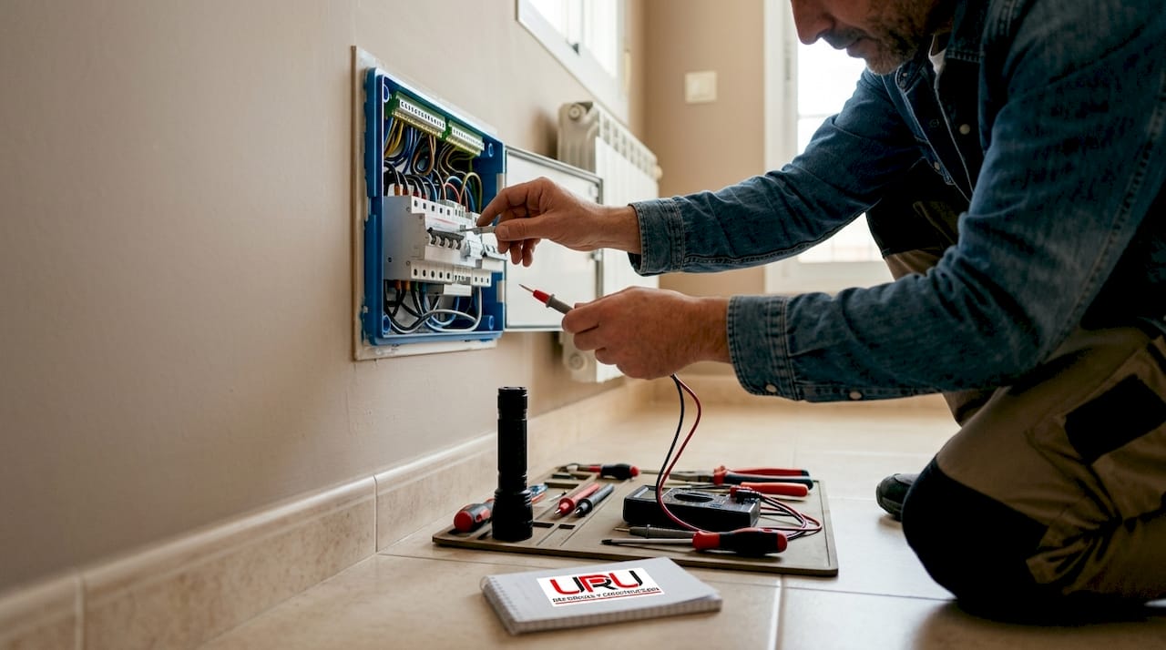 Revisión manual del cuadro eléctrico en una vivienda