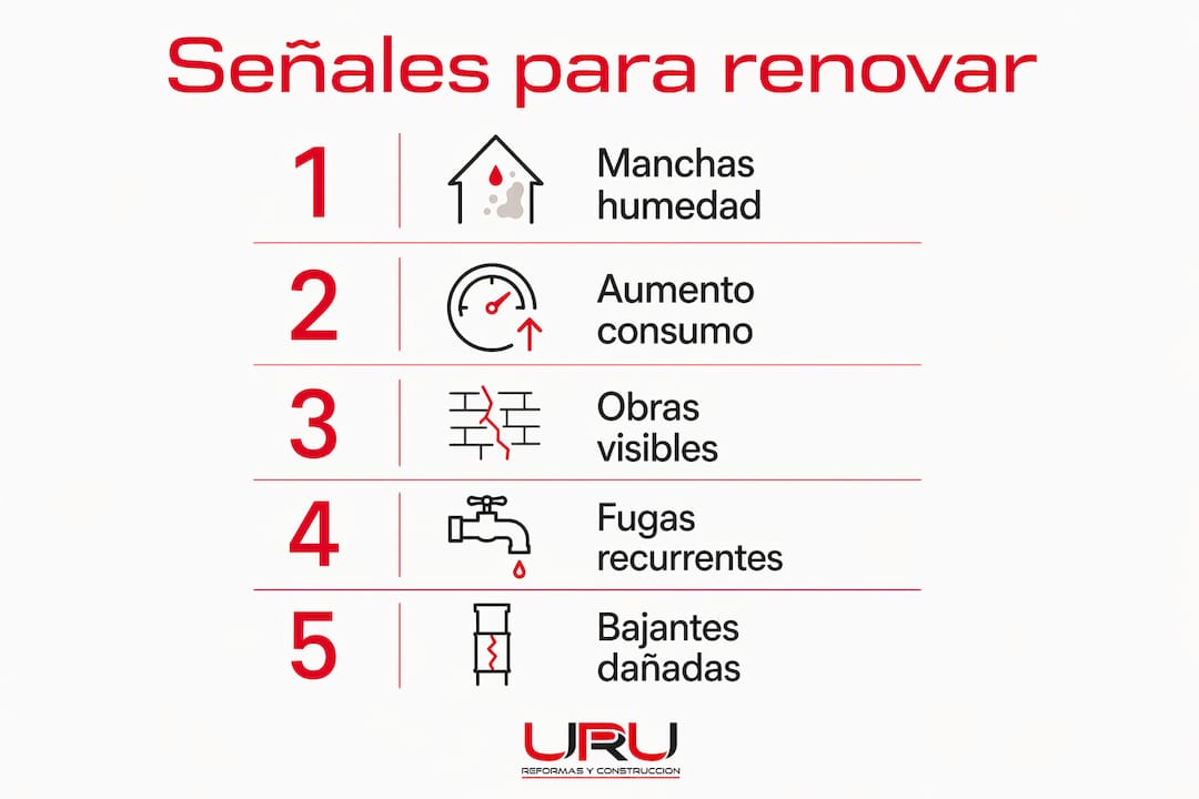 Infografía: cómo identificar cuándo es momento de renovar la instalación de fontanería en casas antiguas
