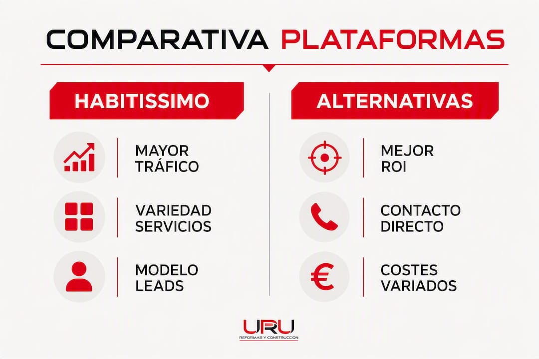 Comparativa visual de las principales plataformas de reformas