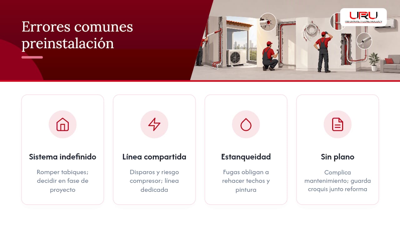 Diagrama de errores frecuentes en preinstalación