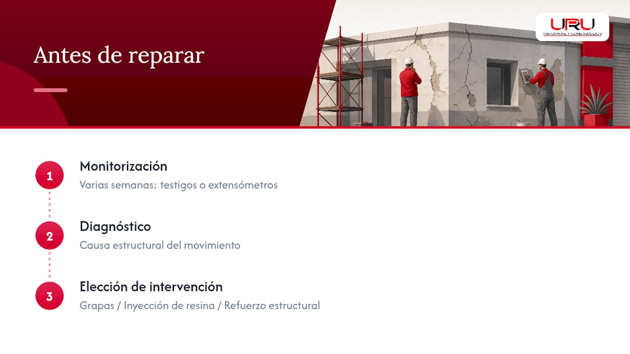 Proceso para diagnosticar y reparar grietas