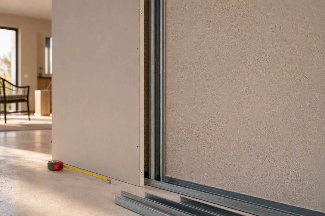 Placa de pladur junto a una pared en reforma
