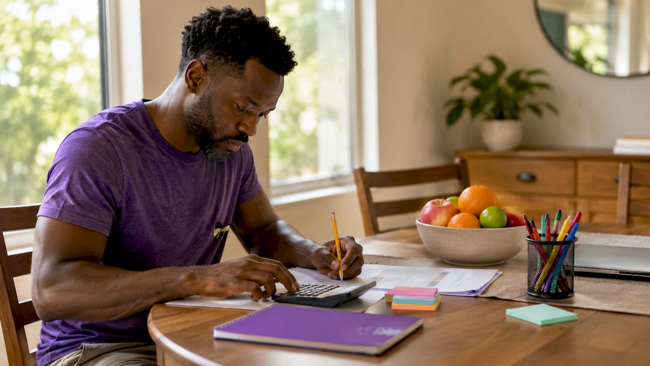 Hands calculating nanny raise with calculator and papers