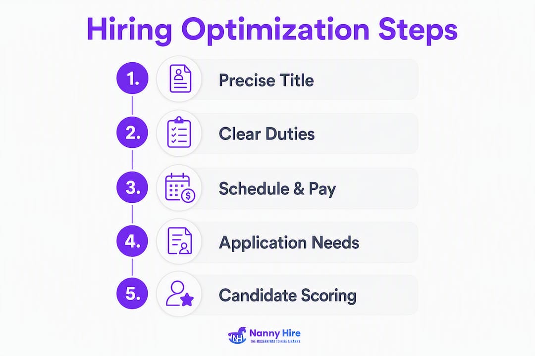 Infographic showing steps to optimize nanny hiring