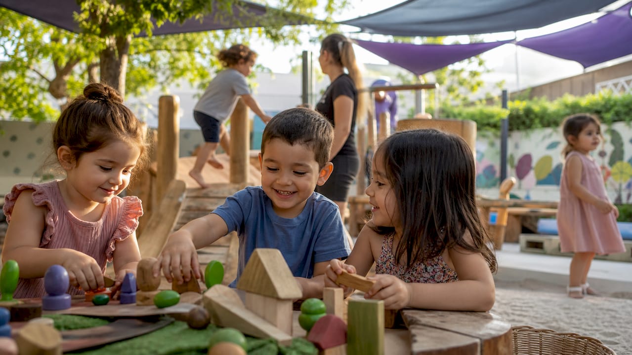 Toddlers playing at child care center