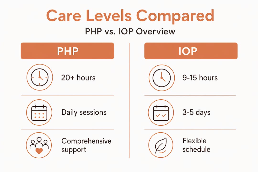 Infographic comparing PHP and IOP care levels