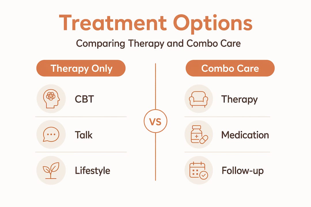 Infographic comparing therapy vs combo care options