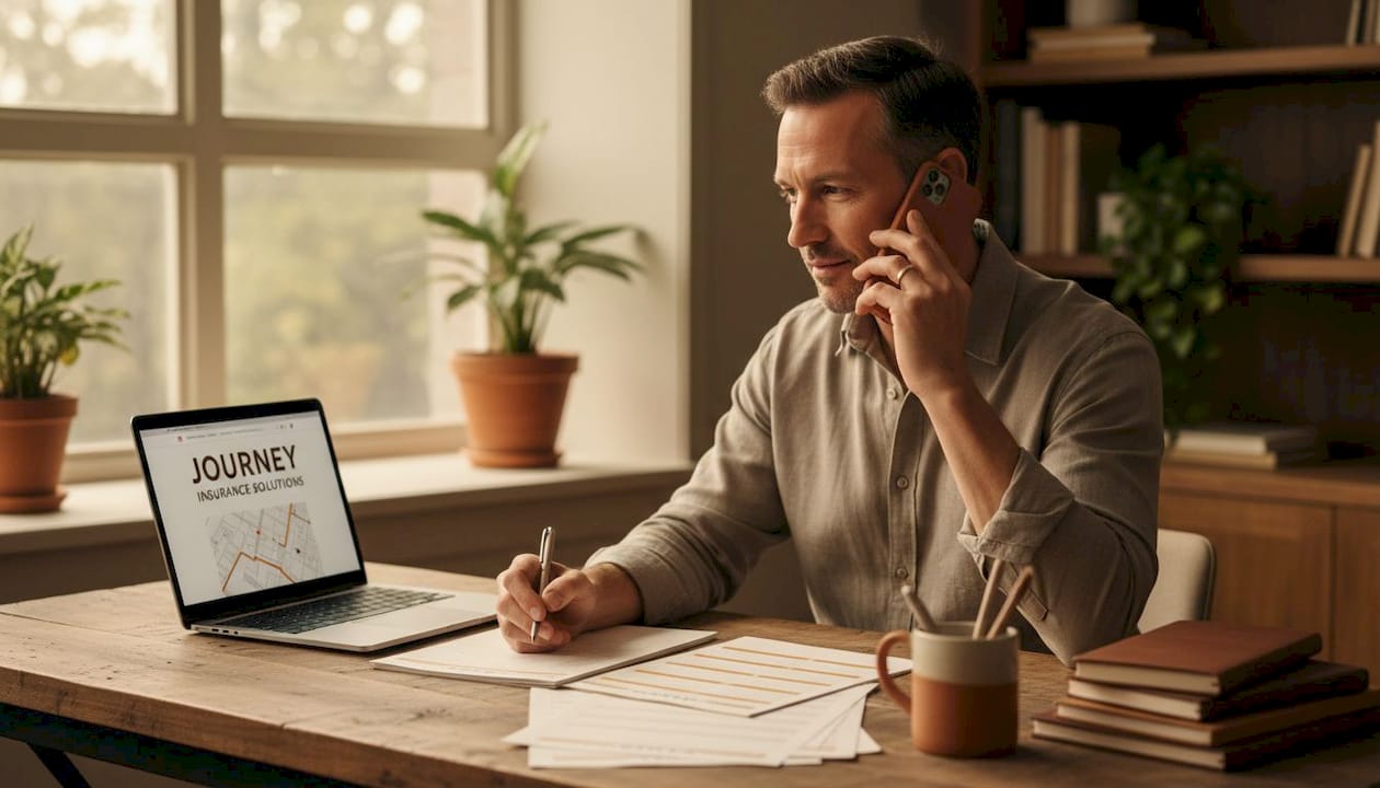 Man clarifying mental health insurance coverage at home