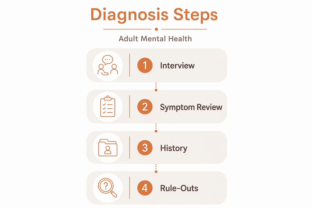 Infographic showing diagnosis process steps