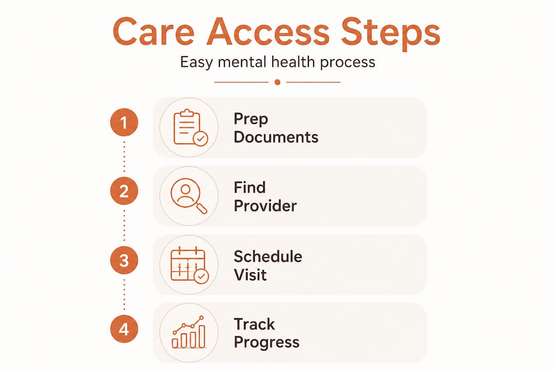 Infographic showing mental health care steps