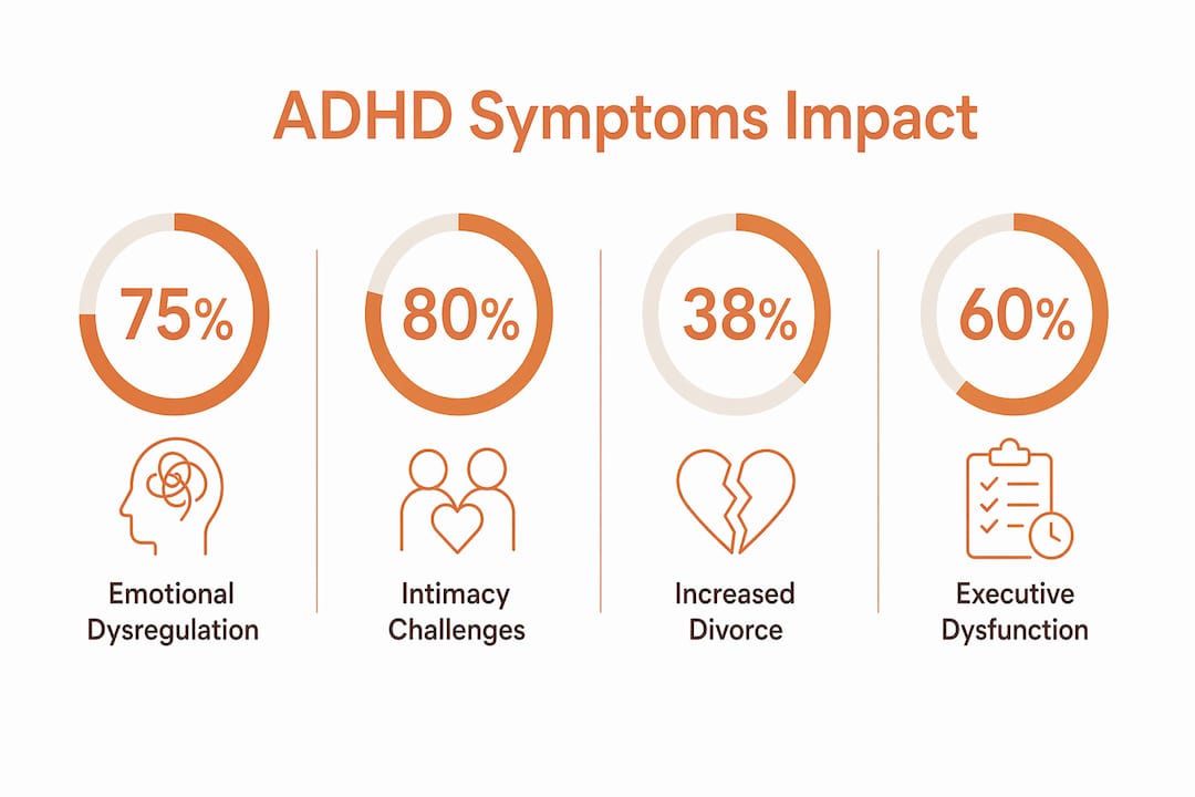 Infographic showing ADHD symptom impact statistics