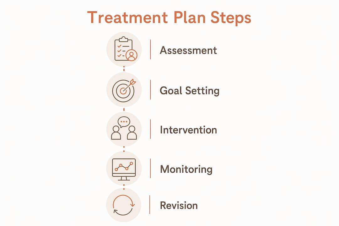 Infographic showing mental health treatment plan steps