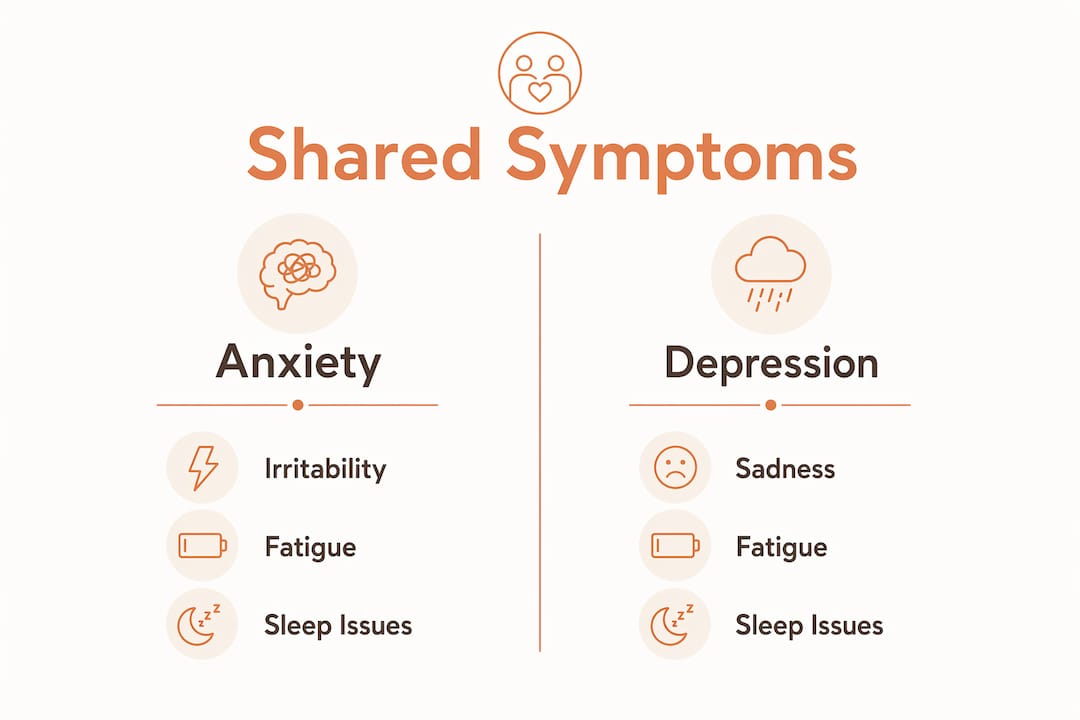 Infographic comparing anxiety and depression symptoms