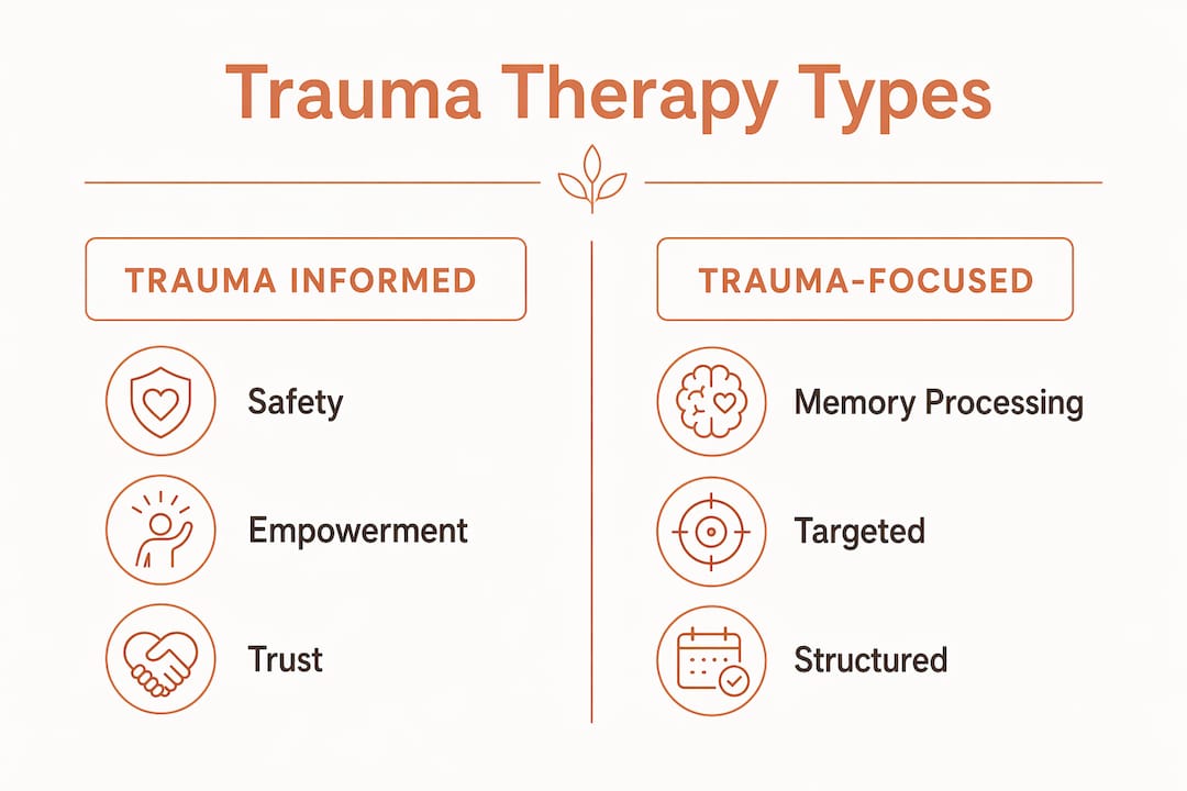 Infographic comparing trauma informed and trauma focused therapy