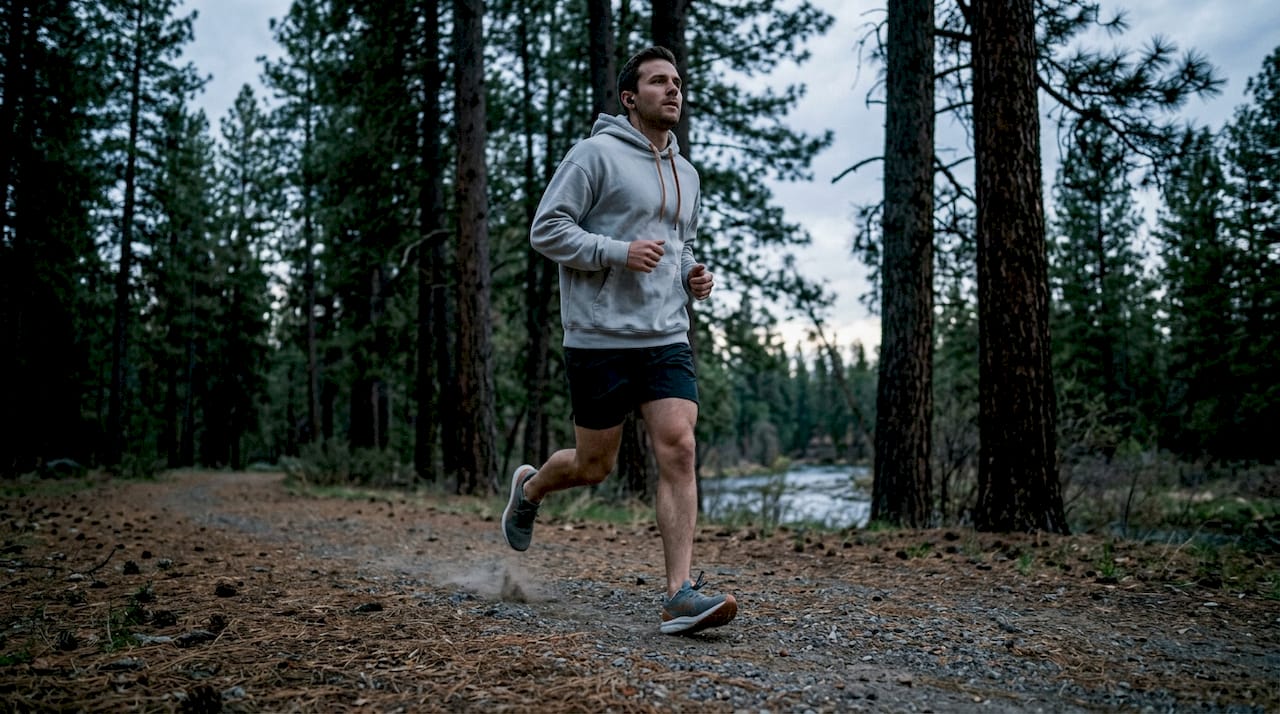 Man jogging in park for nervous system health