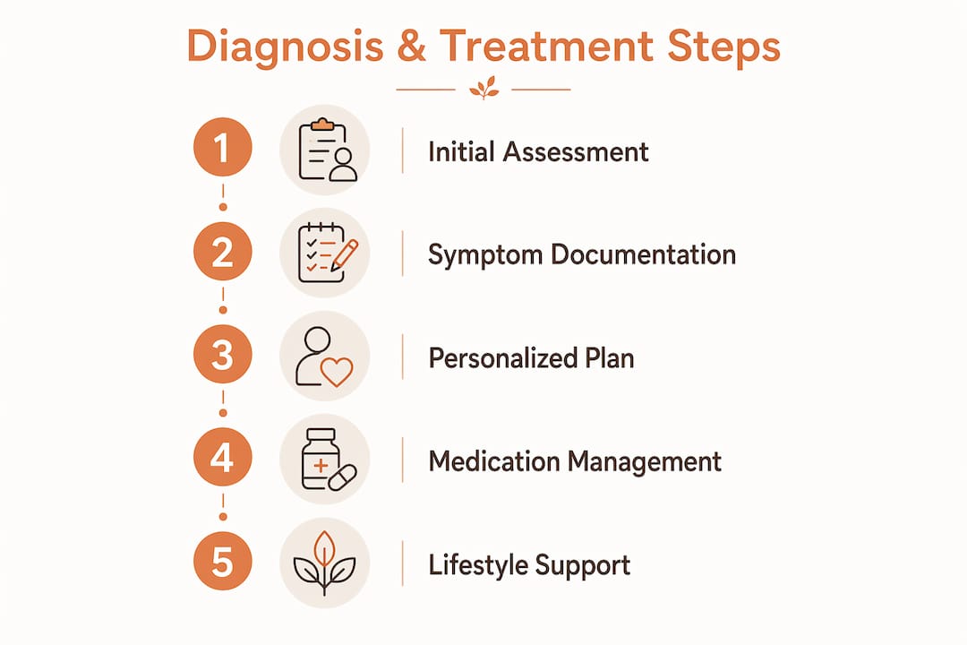 Infographic depicting PMHNP care steps