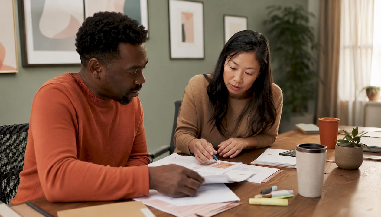 Mental health workers reviewing therapy plans